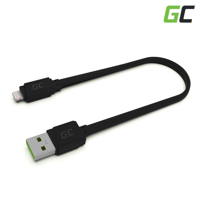 Green Cell Cable GCmatte Lightning Flat cable 25 cm with fast charging Apple 2.4A, 59033172249387