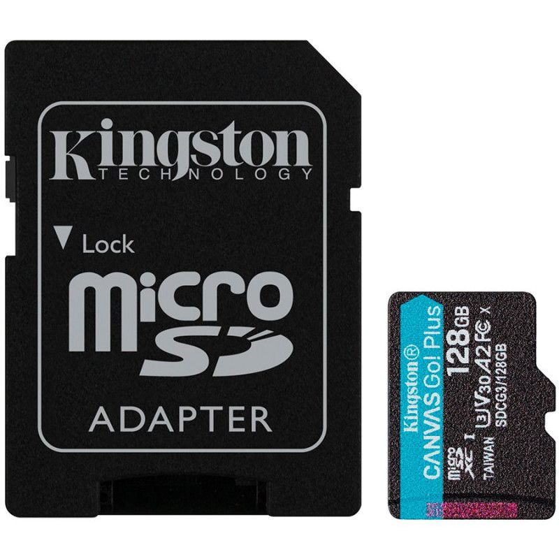 Kingston 128GB microSDXC Canvas Go Plus 170R A2 U3 V30 kortelė + ADP EAN: 740617301182