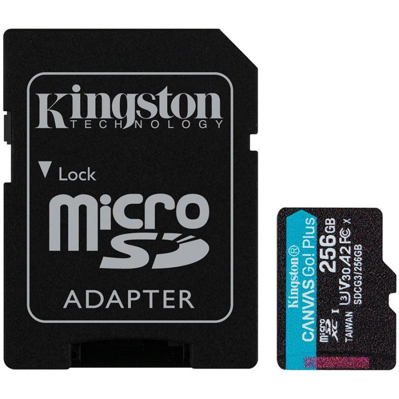 Kingston 256GB microSDXC Canvas Go Plus 170R A2 U3 V30 kortelė + ADP EAN: 740617301250