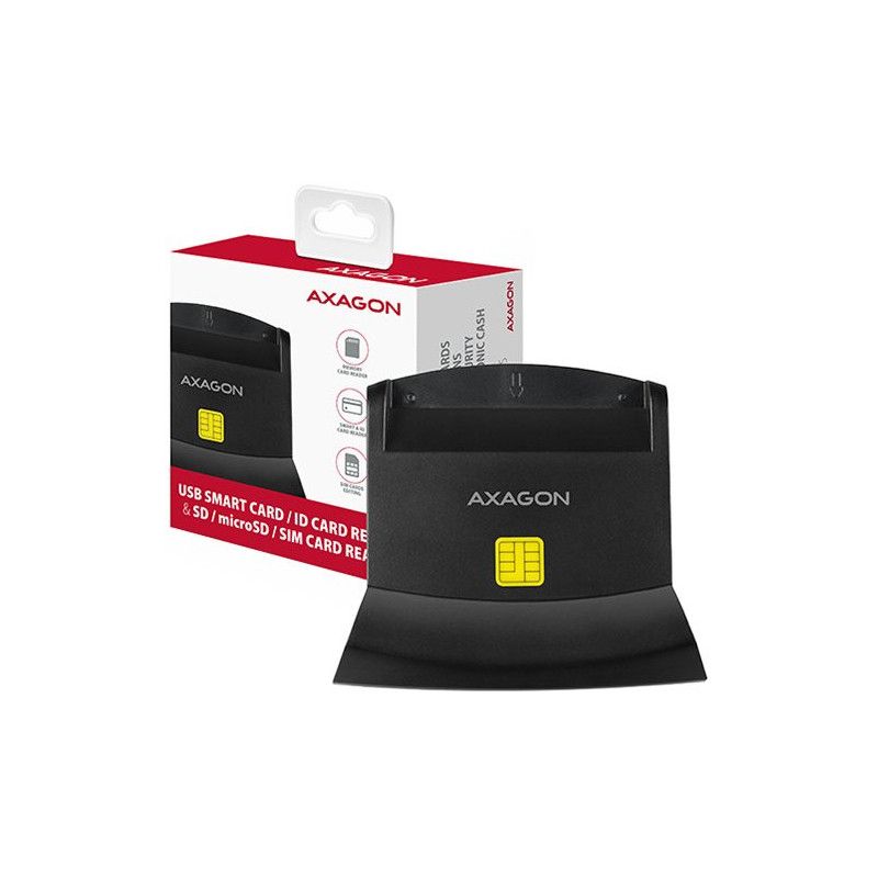 Axagon stalinio stovo skaitytuvas Išmanioji kortelė / ID kortelė AXAGON CRE-SM2 su USB 2.0 sąsaja turi SD, microSD ir SI…