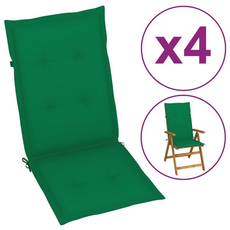 Sodo kėdės pagalvėlės, 4vnt., žalios, 120x50x3cm, 43186