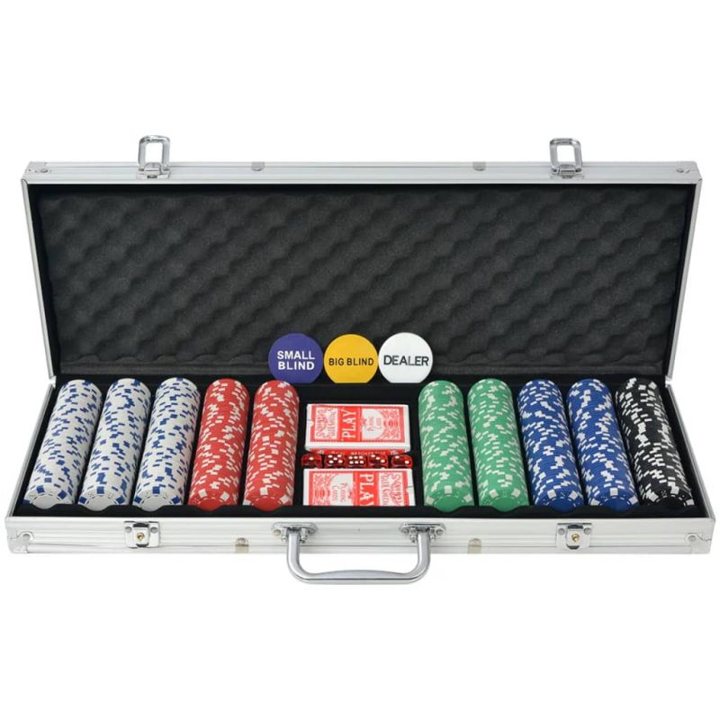 Pokerio rinkinys su 500 žetonų, aliuminis, 80182