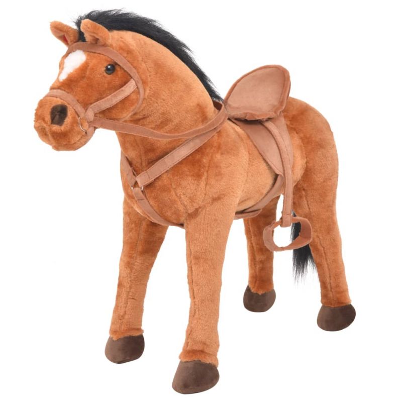 Stovintis žaislas žirgas, pliušinis, rudas, 91309