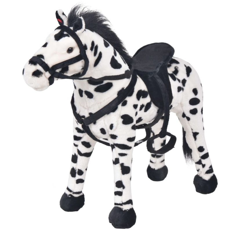 Pastatomas pliušinis žaislas žirgas, juodas ir baltas, XXL, 91326