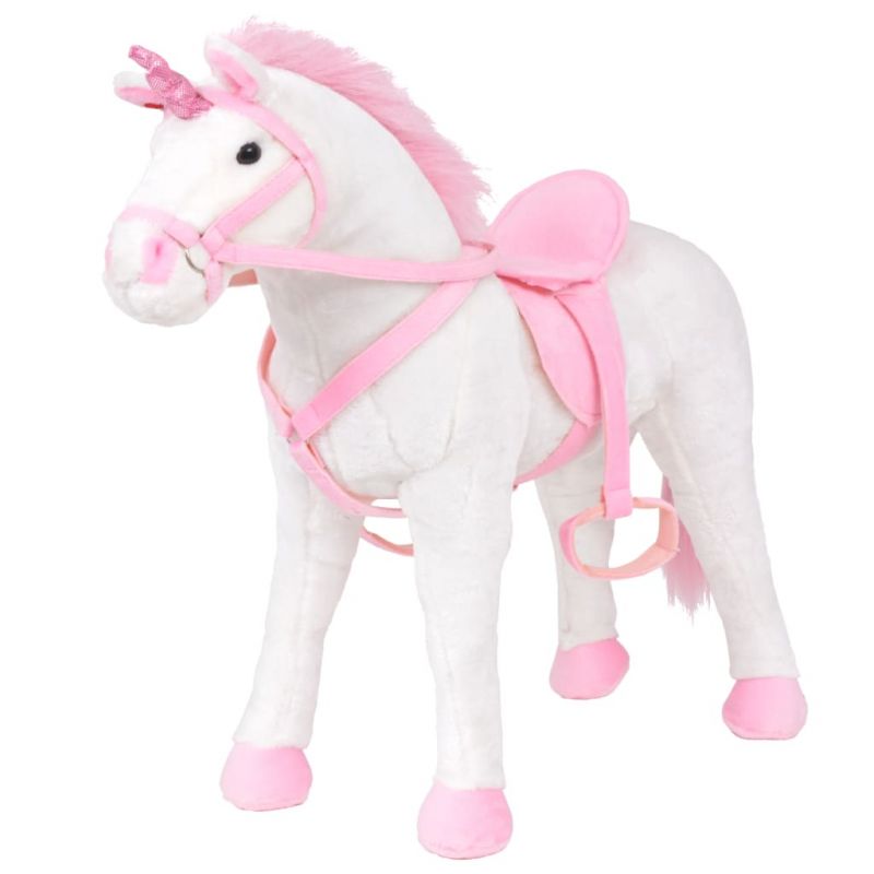 Stovintis pliušinis žaislas vienaragis, baltas ir rožinis, XXL, 91328
