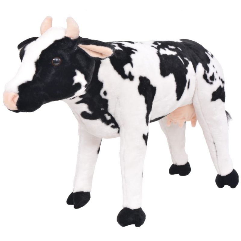 Stovintis pliušinis žaislas karvė, baltas ir juodas, XXL, 91342
