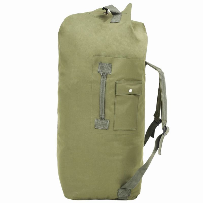Militaristinio stiliaus daiktų krepšys, 85l, alyv. žal. sp. – 91385