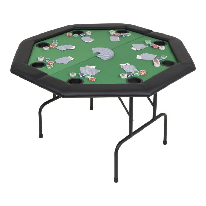 Pokerio stalas, sulankst., 8 žaid., 2d., aštuonkampis, žalias, 80211