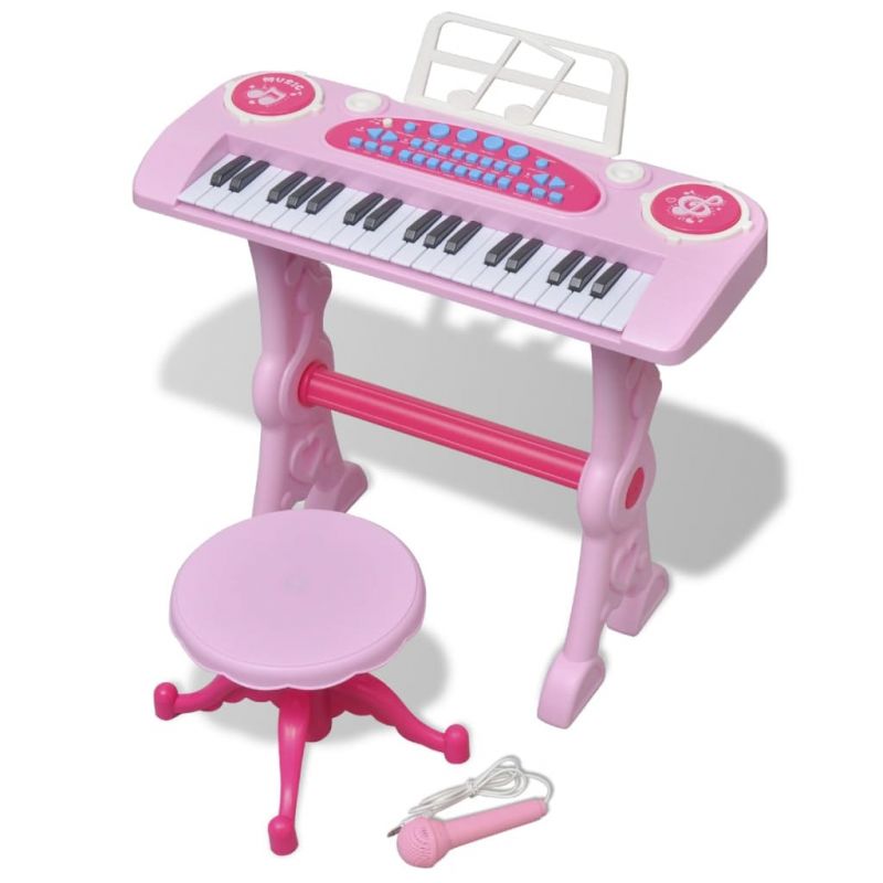 Vaikiškas Žaislinis Sintezatorius su Kėdute/Mikrofonu, 37 Kl., Rožinis, 80118