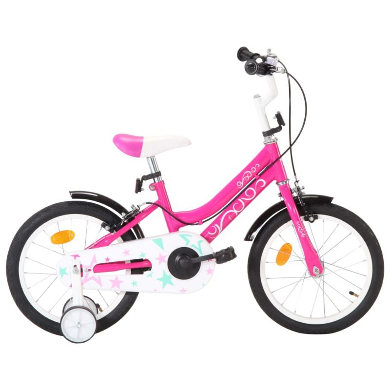 Vaikiškas dviratis, juodos ir rožinės spalvos, 16 colių ratai, 92181