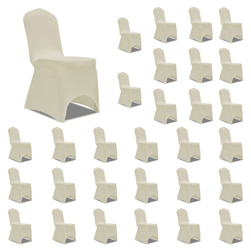 Kėdžių užvalkalai, 30vnt., kreminiai, įtempiami (5×241199), 3051643