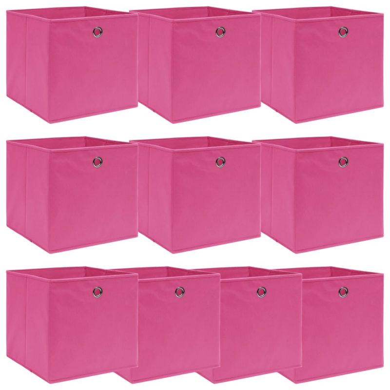 Daiktadėžės, 10vnt., rožinės spalvos, 32x32x32cm, audinys, 288347