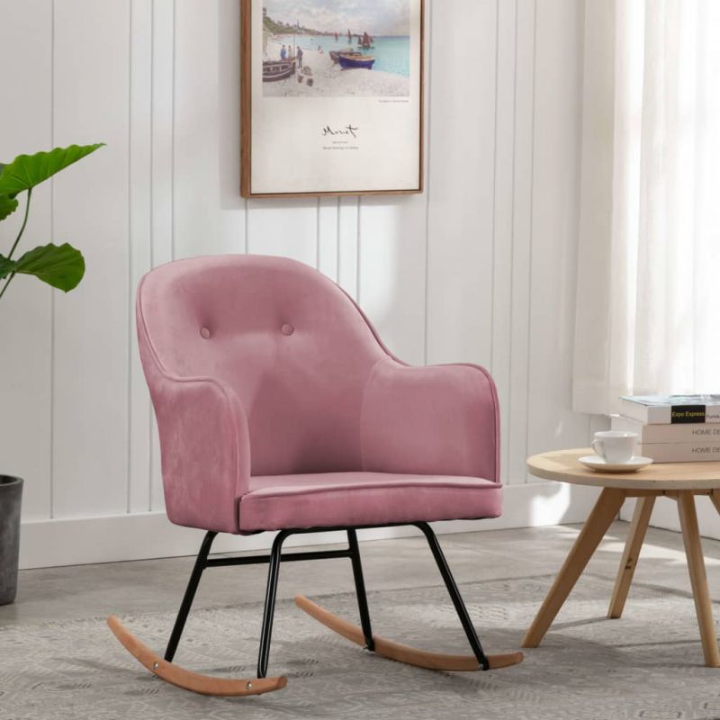 Supama kėdė, rožinės spalvos, aksomas, 289522