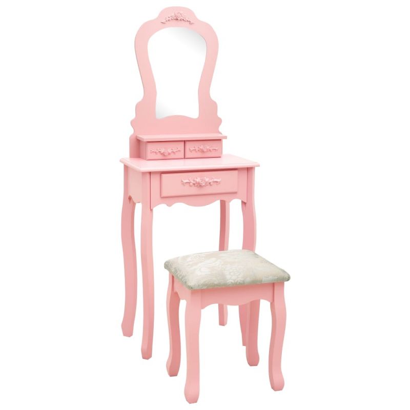 Kosmetinio staliuko rinkinys, rožinis, 50x59x136cm, paulovnija, 289311