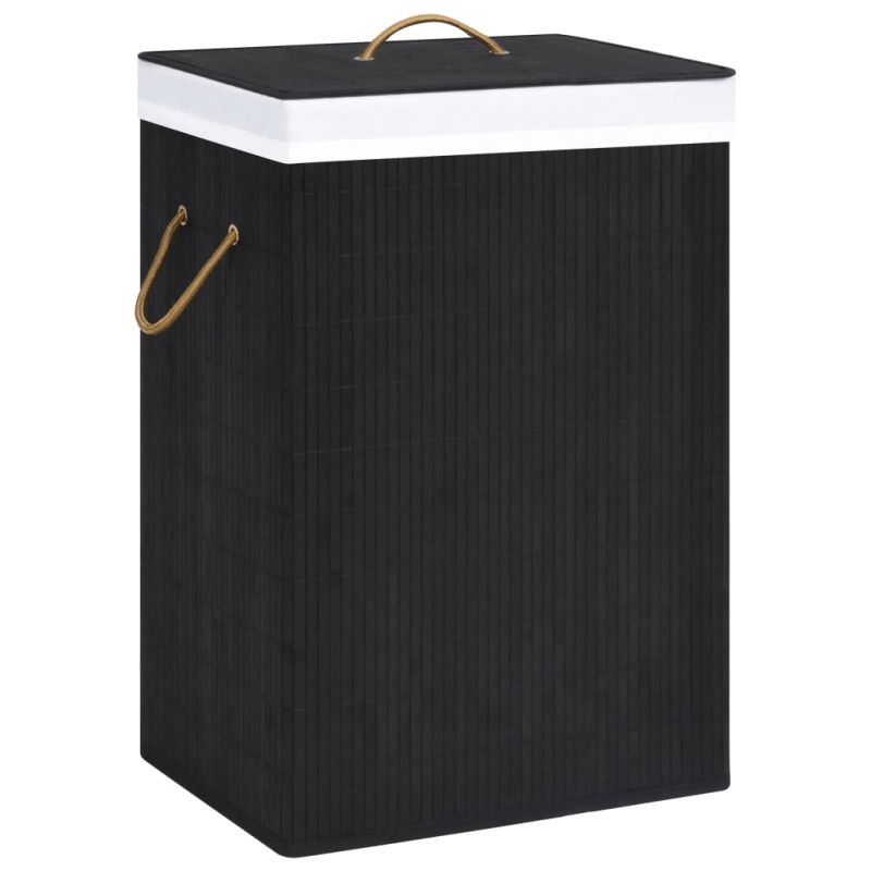 Skalbinių krepšys, juodos spalvos, bambukas, 72l, 320745