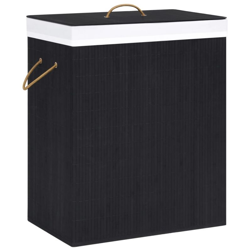 Skalbinių krepšys, juodos spalvos, bambukas, 100l, 320746
