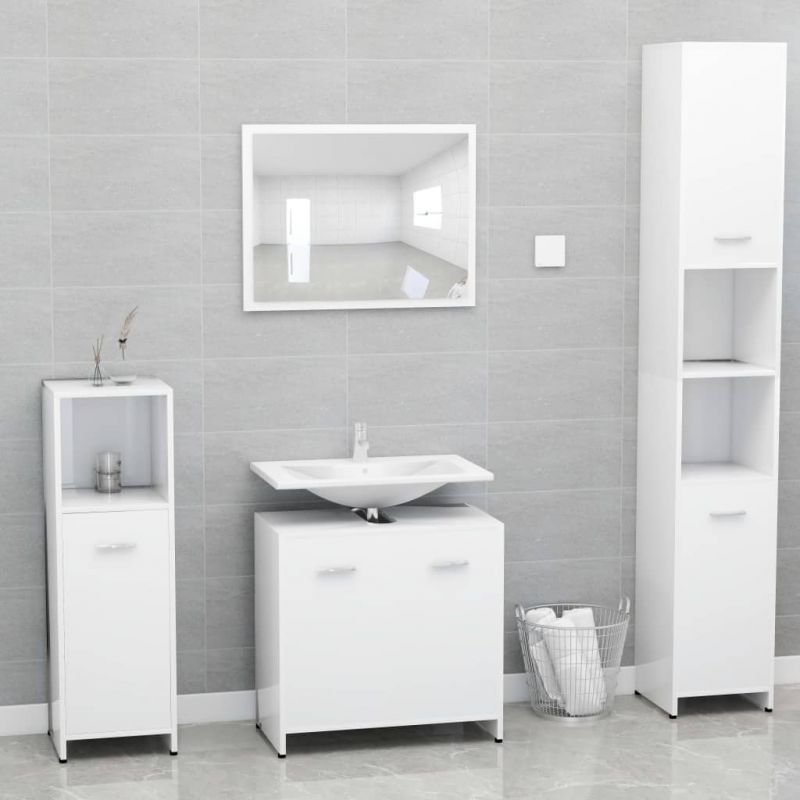 Vonios kambario baldų komplektas, baltos spalvos, MDP, 802579
