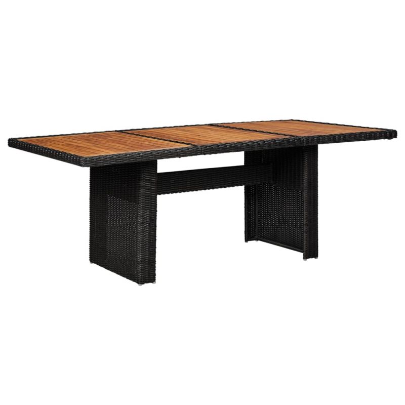 Sodo valgomojo stalas, juodas, 200x100x74cm, poliratanas, 310144