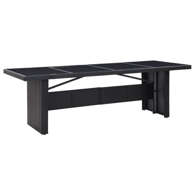 Sodo stalas, juodas, 240x90x74cm, poliratanas ir stiklas, 310071