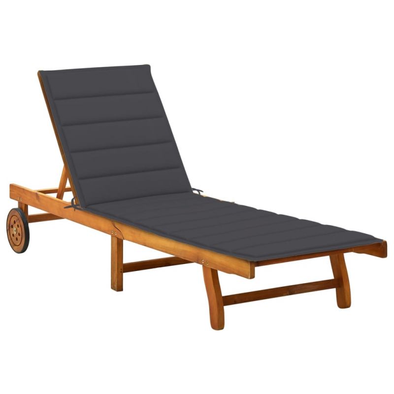 Sodo saulės gultas su čiužinuku, akacijos medienos masyvas, 3061344