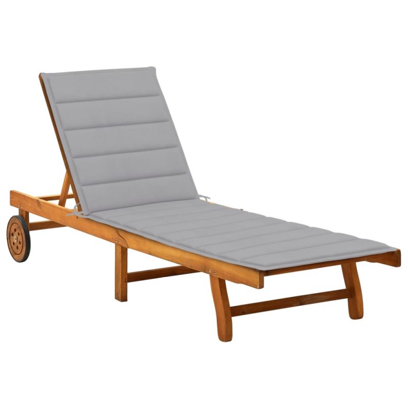 Sodo saulės gultas su čiužinuku, akacijos medienos masyvas, 3061345