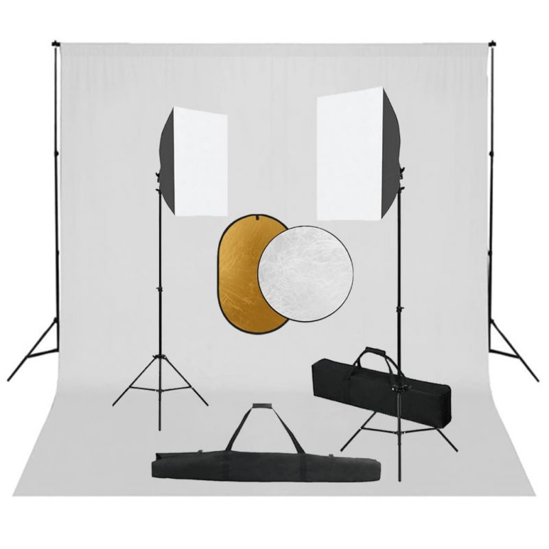 Fotostudijos komplektas su šviesdėžėmis, fonu ir reflektoriumi, 3067053