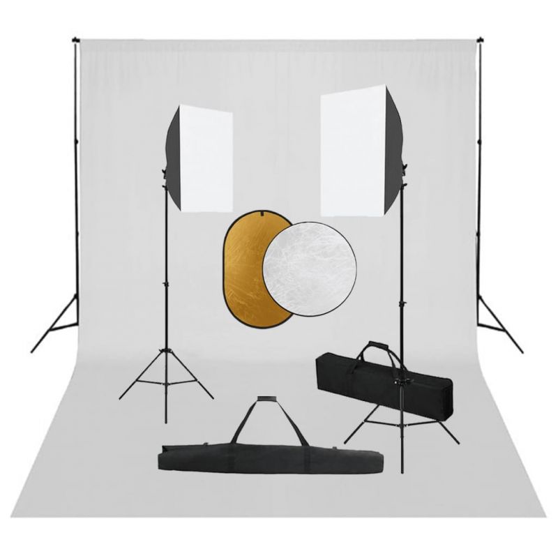 Fotostudijos komplektas su šviesdėžėmis, fonu ir reflektoriumi, 3067056