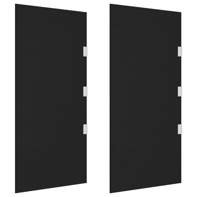 Durų stogeliai, 2vnt., juodos spalvos, grūdintas stiklas, 3095483