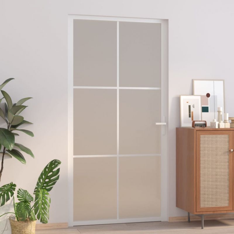 Vidaus durys, baltos, 102,5×201,5cm, matinis stiklas/aliuminis – 350583