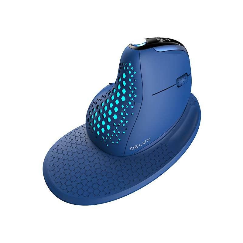 Belaidė ergonomiška pelė Delux M618XSD BT+2.4G RGB (mėlyna)