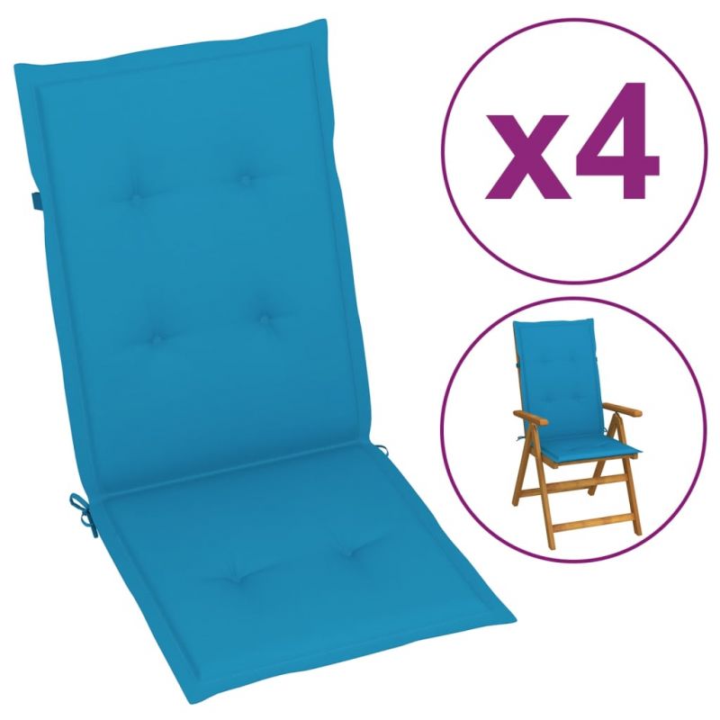 Sodo kėdės pagalvėlės, 4vnt., mėlynos, 120x50x3cm, 43184