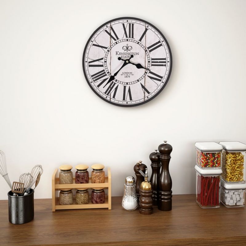 Sieninis laikrodis virtuvei, 30cm, vintažinio dizaino, Londonas, 50626