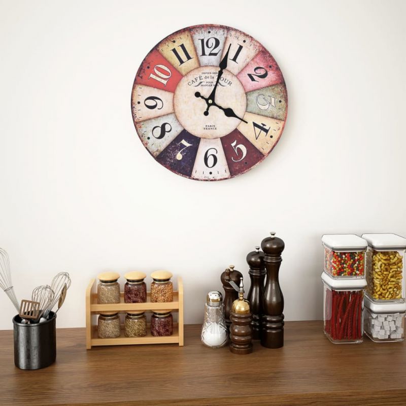 Sieninis laikrodis, 30 cm, spalvotas, vintažinio dizaino, 50629