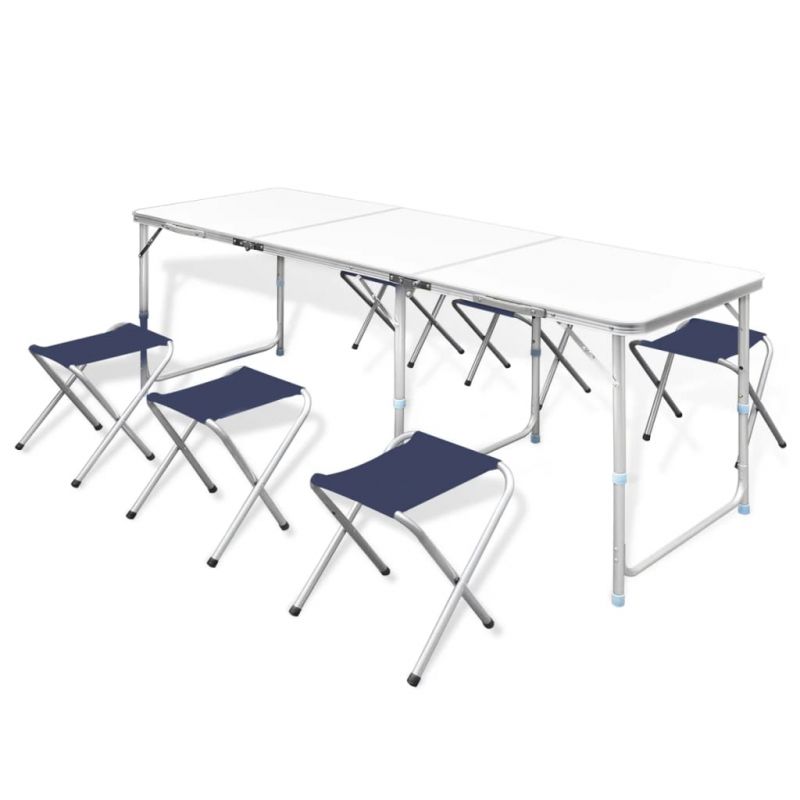 Sulankstomo stovyklavimo stalo ir 6 kėdžių komplektas, 180x60cm, 41329
