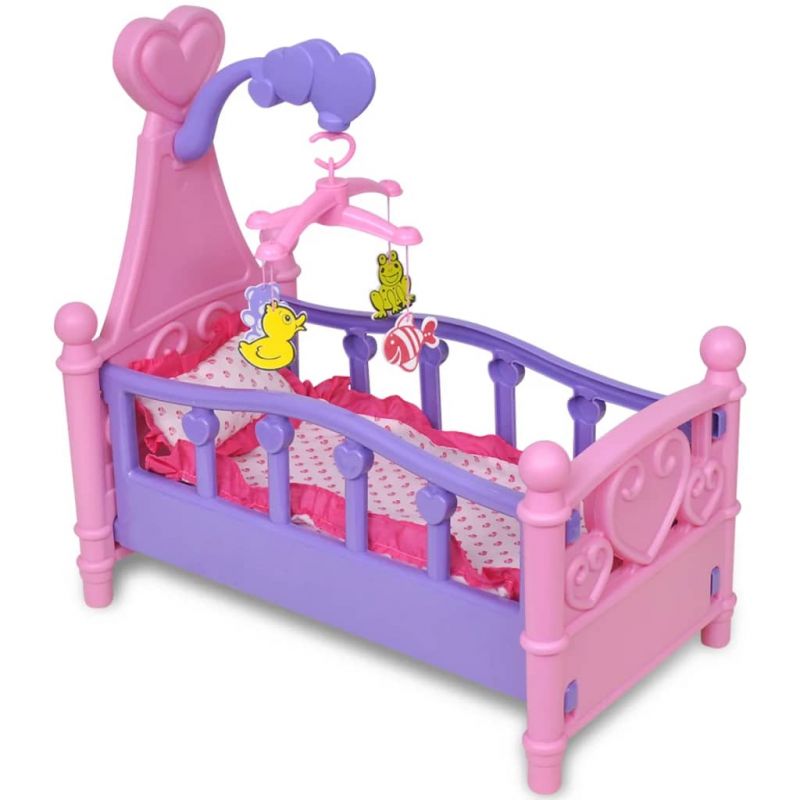Žaislinė lovytė lėlei vaikų kambariui, rožinė ir violetinė, 80117