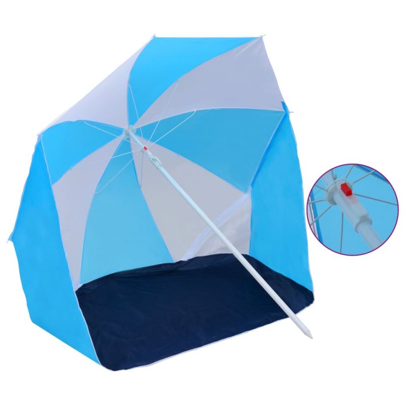 Paplūdimio skėtis, mėlynas ir baltas, 180 cm, audinys, 47807