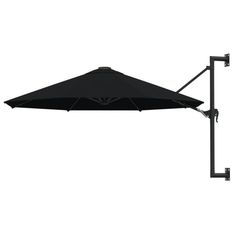 Montuojamas skėtis su metaliniu stulpu, juodas, 300cm, 47300