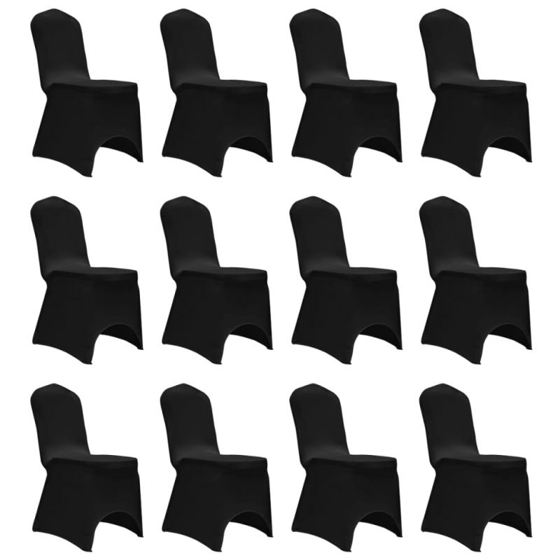 Kėdžių užvalkalai, 12vnt., juodos spalvos, įtempiami (2×241198), 279091