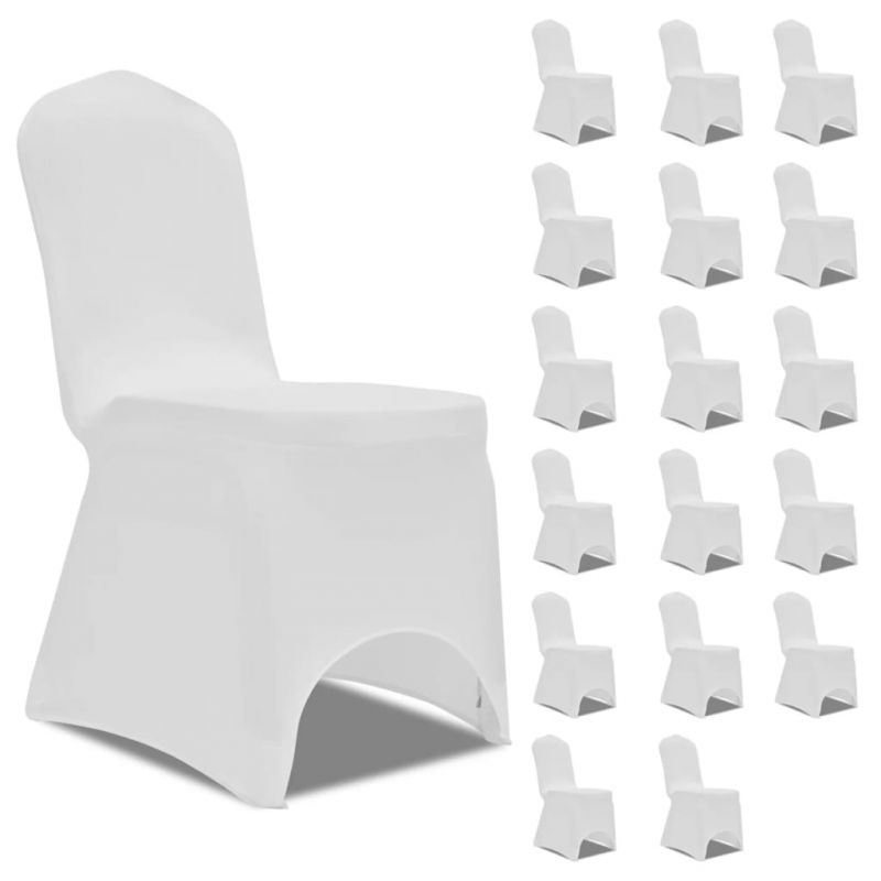 Kėdžių užvalkalai, 18vnt., baltos spalvos, įtempiami (3×241197), 3051635