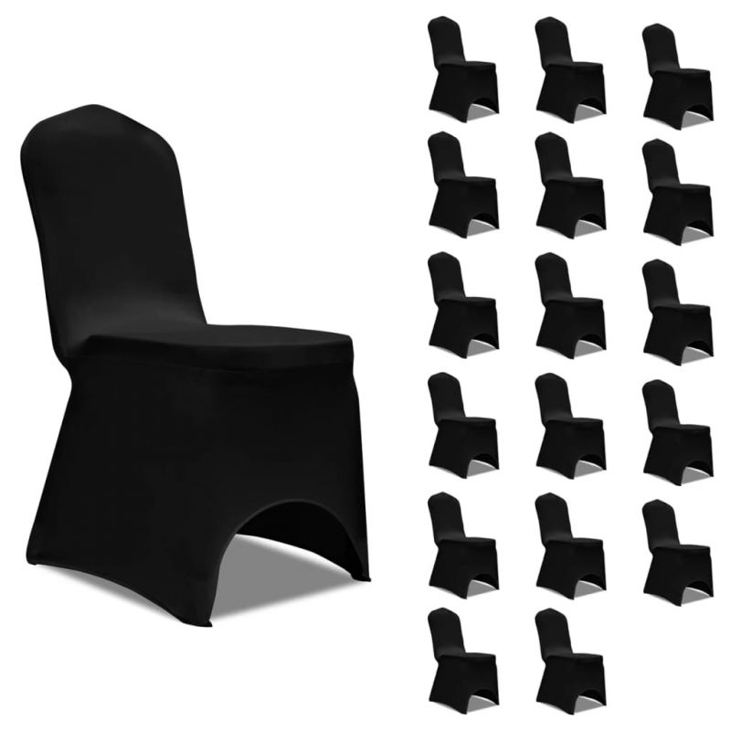 Kėdžių užvalkalai, 18vnt., juodos spalvos, įtempiami (3×241198), 3051638