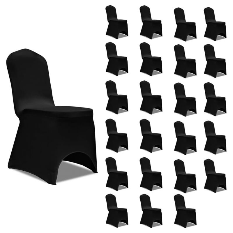 Kėdžių užvalkalai, 24vnt., juodos spalvos, įtempiami (4×241198), 3051639