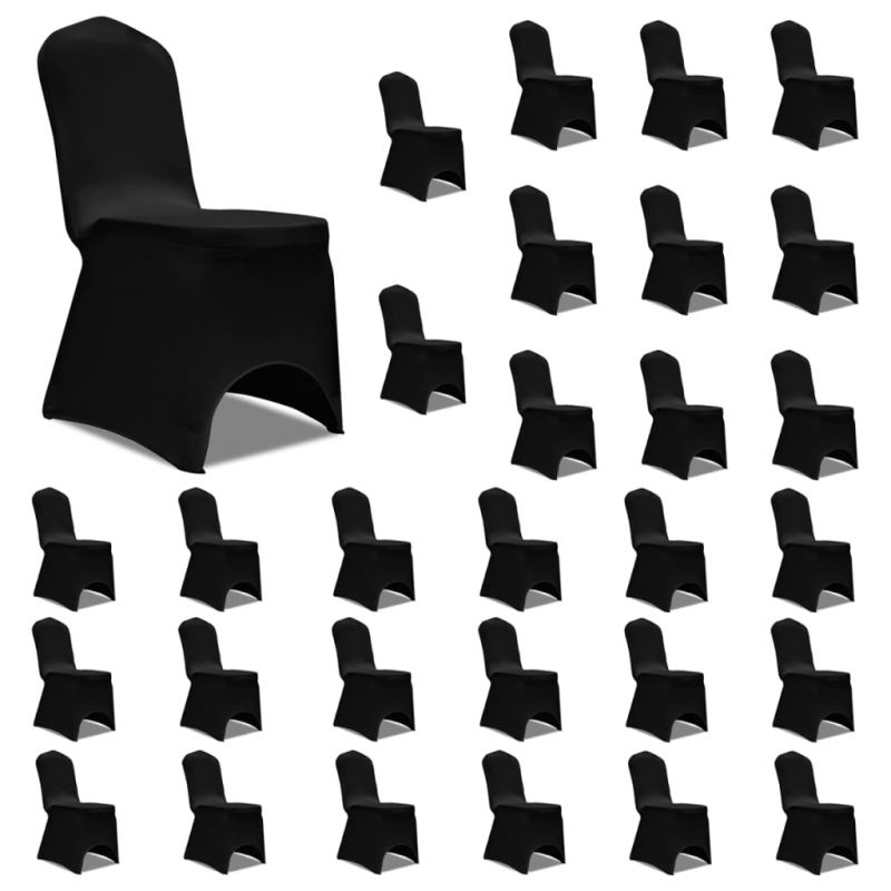 Kėdžių užvalkalai, 30vnt., juodos spalvos, įtempiami (5×241198), 3051640