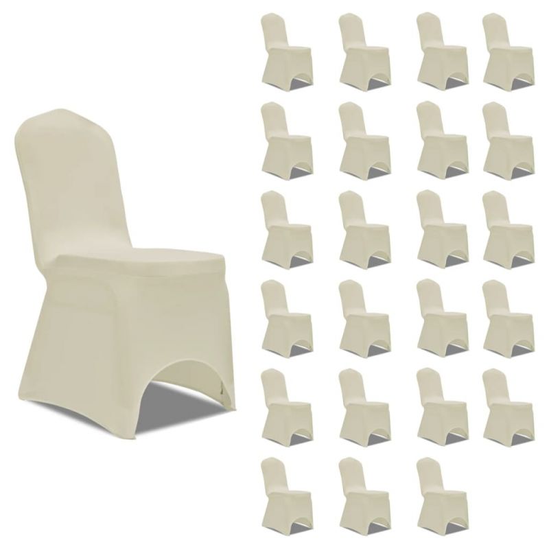 Kėdžių užvalkalai, 24vnt., kreminiai, įtempiami (4×241199), 3051642