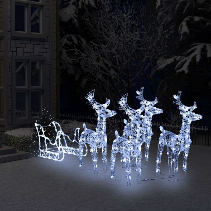 Kalėdų dekoracija elniai ir rogės, akrilas, 240 LED lempučių, 289980
