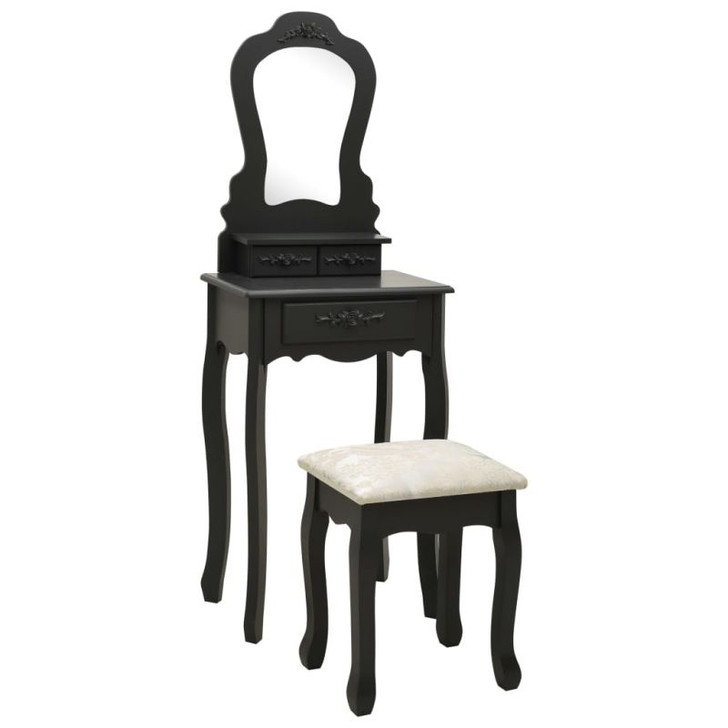 Kosmetinio staliuko rinkinys, juodas, 50x59x136cm, paulovnija, 289312