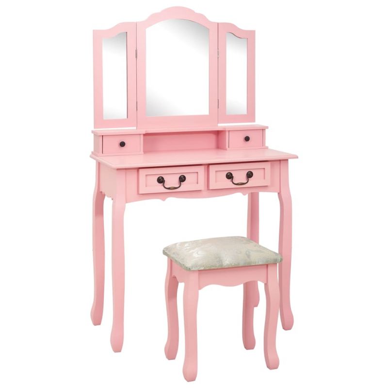 Kosmetinio staliuko rinkinys, rožinis, 80x69x141cm, paulovnija, 289319
