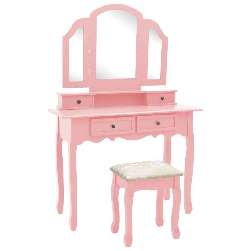 Kosmetinio staliuko rinkinys, rožinis, 100x40x146cm, paulovnija, 289323
