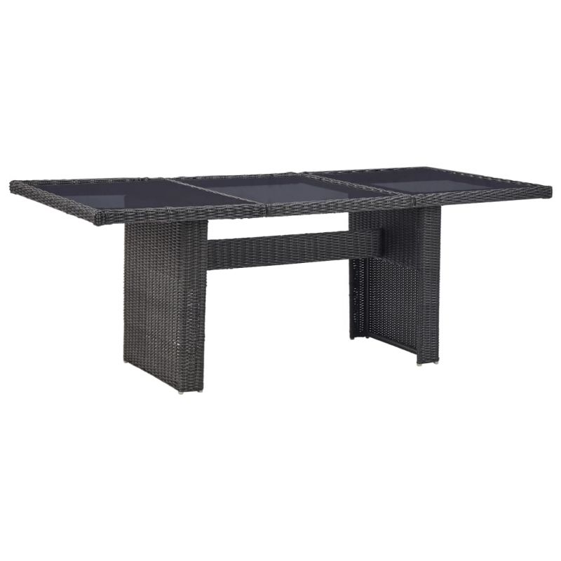 Valgomojo stalas, juodas, 200x100x74cm, stiklas ir poliratanas, 310145