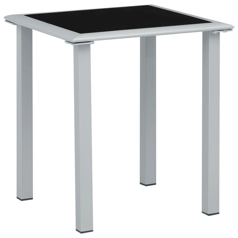 Sodo stalas, juodas/sidabrinis, 41x41x45cm, plienas ir stiklas, 310541