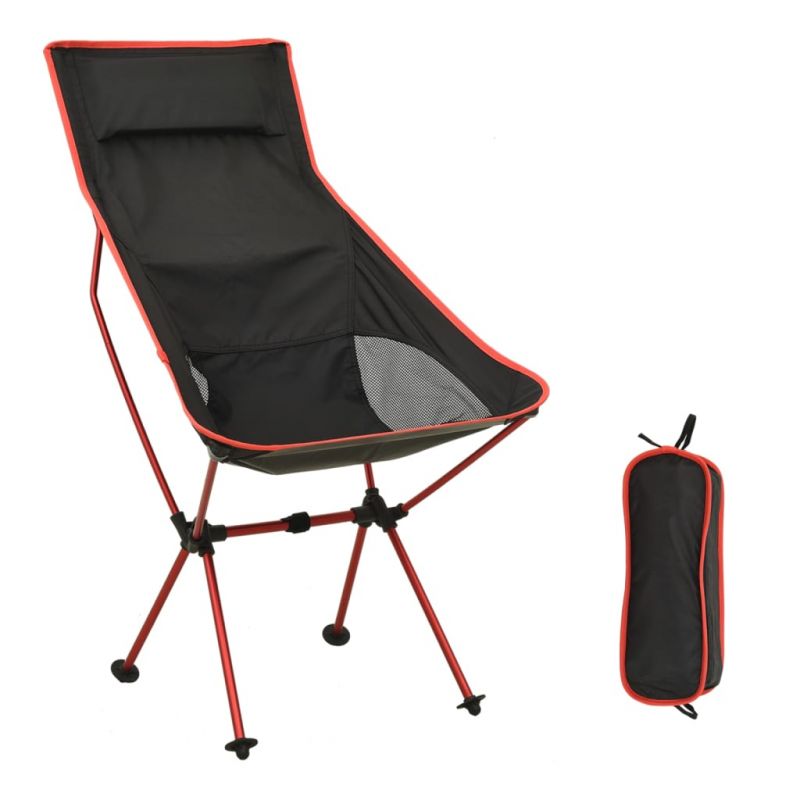 Sulankstoma stovyklavimo kėdė, juodos spalvos, PVC ir aliuminis, 310542